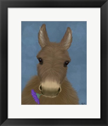 Framed Donkey Purple Flower Print