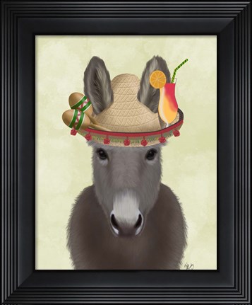 Framed Donkey Sombrero Print