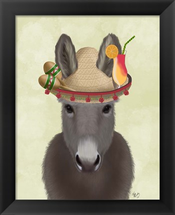 Framed Donkey Sombrero Print