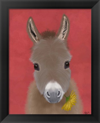 Framed Donkey Yellow Flower Print