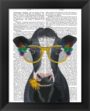 Framed Cow and Flower Glasses Book Print Print