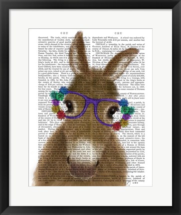 Framed Donkey Purple Flower Glasses Book Print Print