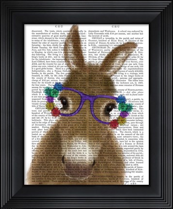 Framed Donkey Purple Flower Glasses Book Print Print