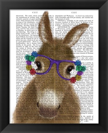 Framed Donkey Purple Flower Glasses Book Print Print