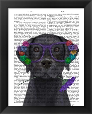 Framed Black Labrador and Flower Glasses Book Print Print