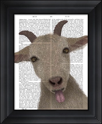 Framed Funny Farm Goat 2 Book Print Print