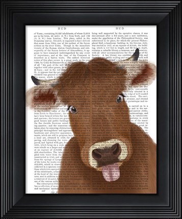 Framed Funny Farm Cow 2 Book Print Print