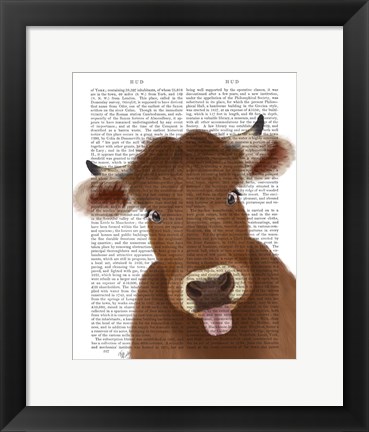 Framed Funny Farm Cow 2 Book Print Print