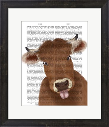 Framed Funny Farm Cow 2 Book Print Print