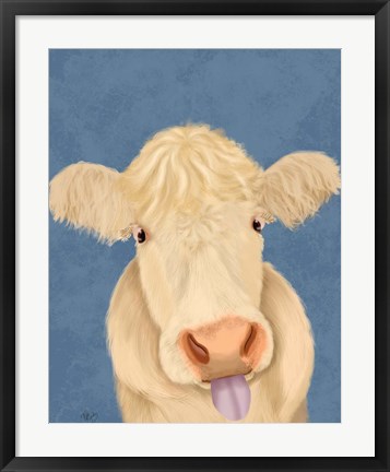 Framed Funny Farm Cow 1 Print