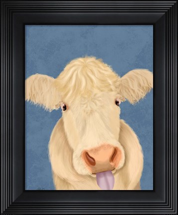 Framed Funny Farm Cow 1 Print