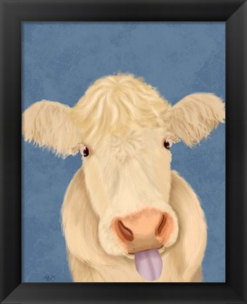 Framed Funny Farm Cow 1 Print