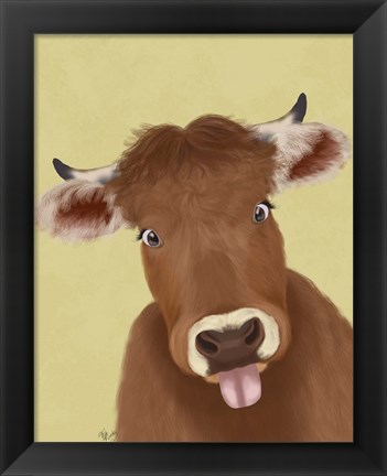 Framed Funny Farm Cow 2 Print