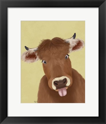 Framed Funny Farm Cow 2 Print