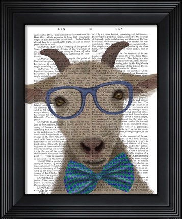 Framed Nerdy Goat Book Print Print