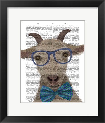 Framed Nerdy Goat Book Print Print