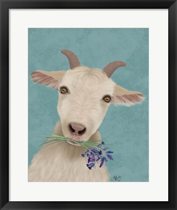 Framed Goat and Bluebells Print