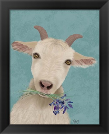 Framed Goat and Bluebells Print