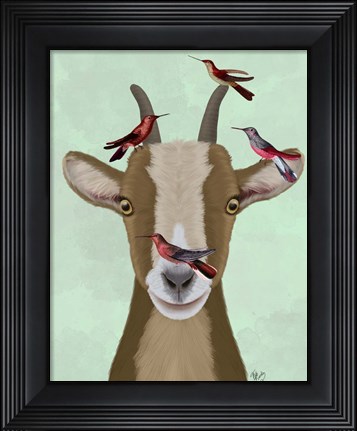 Framed Goat and Red Birds Print