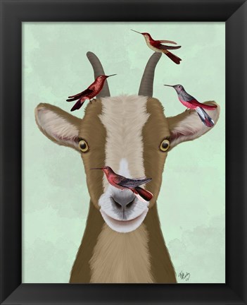 Framed Goat and Red Birds Print