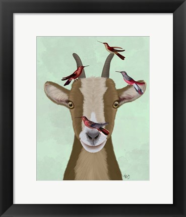 Framed Goat and Red Birds Print