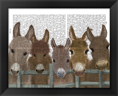 Framed Donkey Herd at Fence Book Print Print