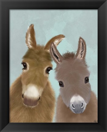 Framed Donkey Duo, Looking at You Print