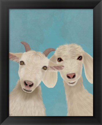 Framed Goat Duo, Looking at You Print