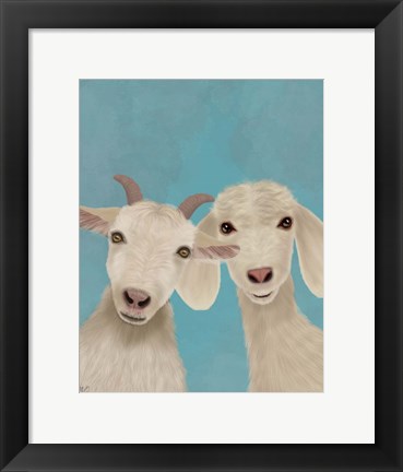 Framed Goat Duo, Looking at You Print