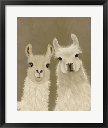 Framed Llama Duo, Looking at You Print