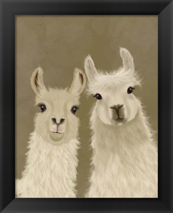 Framed Llama Duo, Looking at You Print