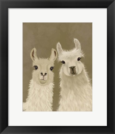 Framed Llama Duo, Looking at You Print