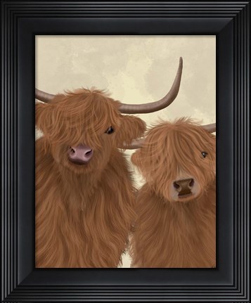 Framed Highland Cow Duo, Looking at You Print
