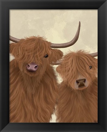 Framed Highland Cow Duo, Looking at You Print