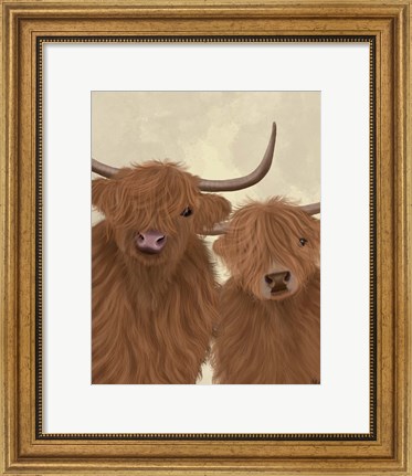 Framed Highland Cow Duo, Looking at You Print