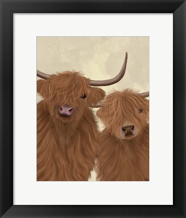 Framed Highland Cow Duo, Looking at You Print