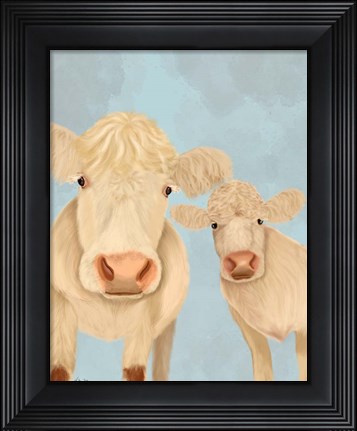 Framed Cow Duo, Cream, Looking at You Print