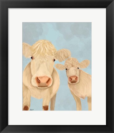 Framed Cow Duo, Cream, Looking at You Print