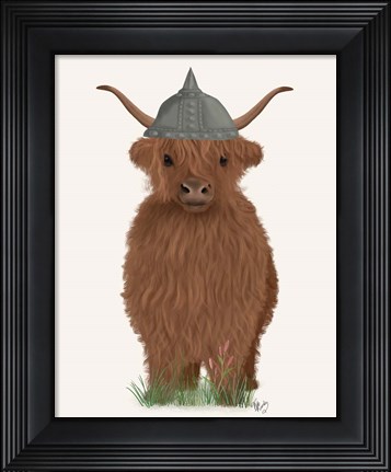 Framed Highland Cow Viking Print