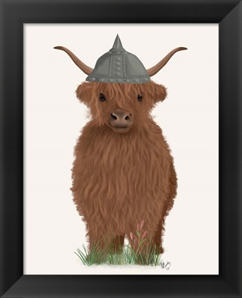 Framed Highland Cow Viking Print