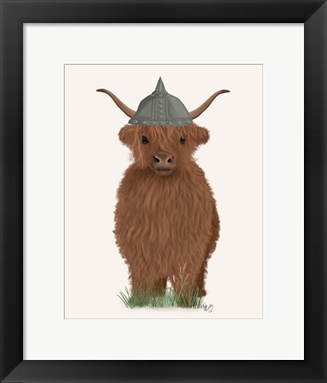 Framed Highland Cow Viking Print