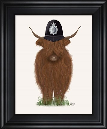 Framed Highland Cow Policeman Print
