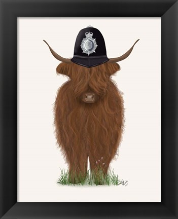 Framed Highland Cow Policeman Print