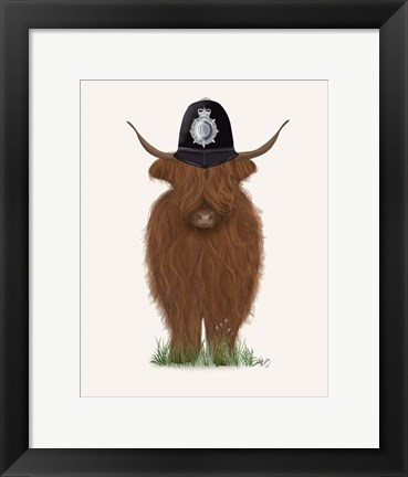 Framed Highland Cow Policeman Print