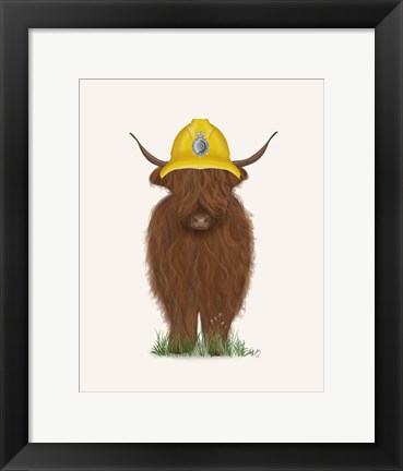 Framed Highland Cow Fireman Print