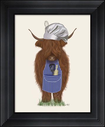 Framed Highland Cow Chef Print