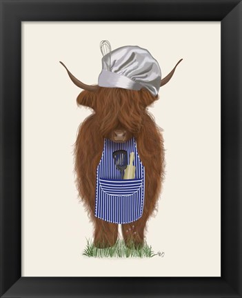 Framed Highland Cow Chef Print