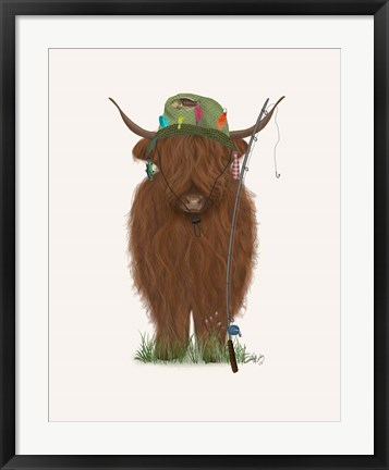 Framed Highland Cow Fisherman Print