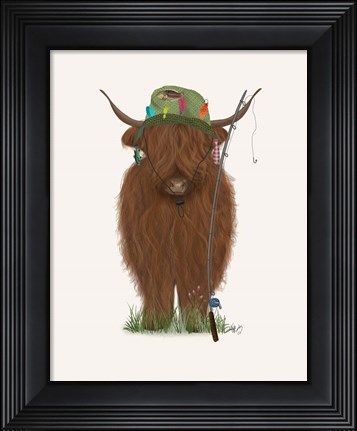Framed Highland Cow Fisherman Print