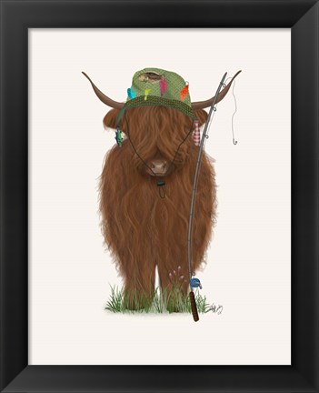 Framed Highland Cow Fisherman Print